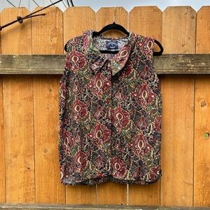 Vintage‎ SOLUTIONS Womens Casual Button Down Collared Blouse Cottagecore Medium